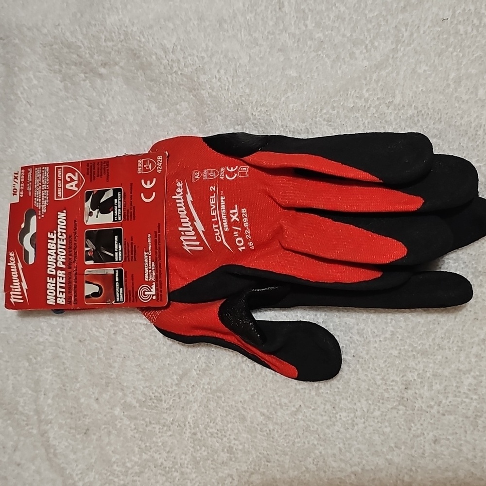 Milwaukee 10" XL Nitrile Dipped Cut Level 2 Smartswipe Work Gloves New - Picture 12 of 13